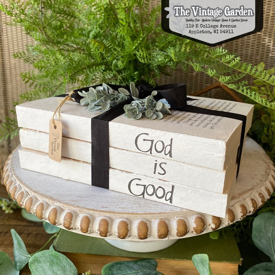 God is Good | Handstamped Book Stack