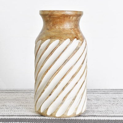 Carved Wood Vase | 12"