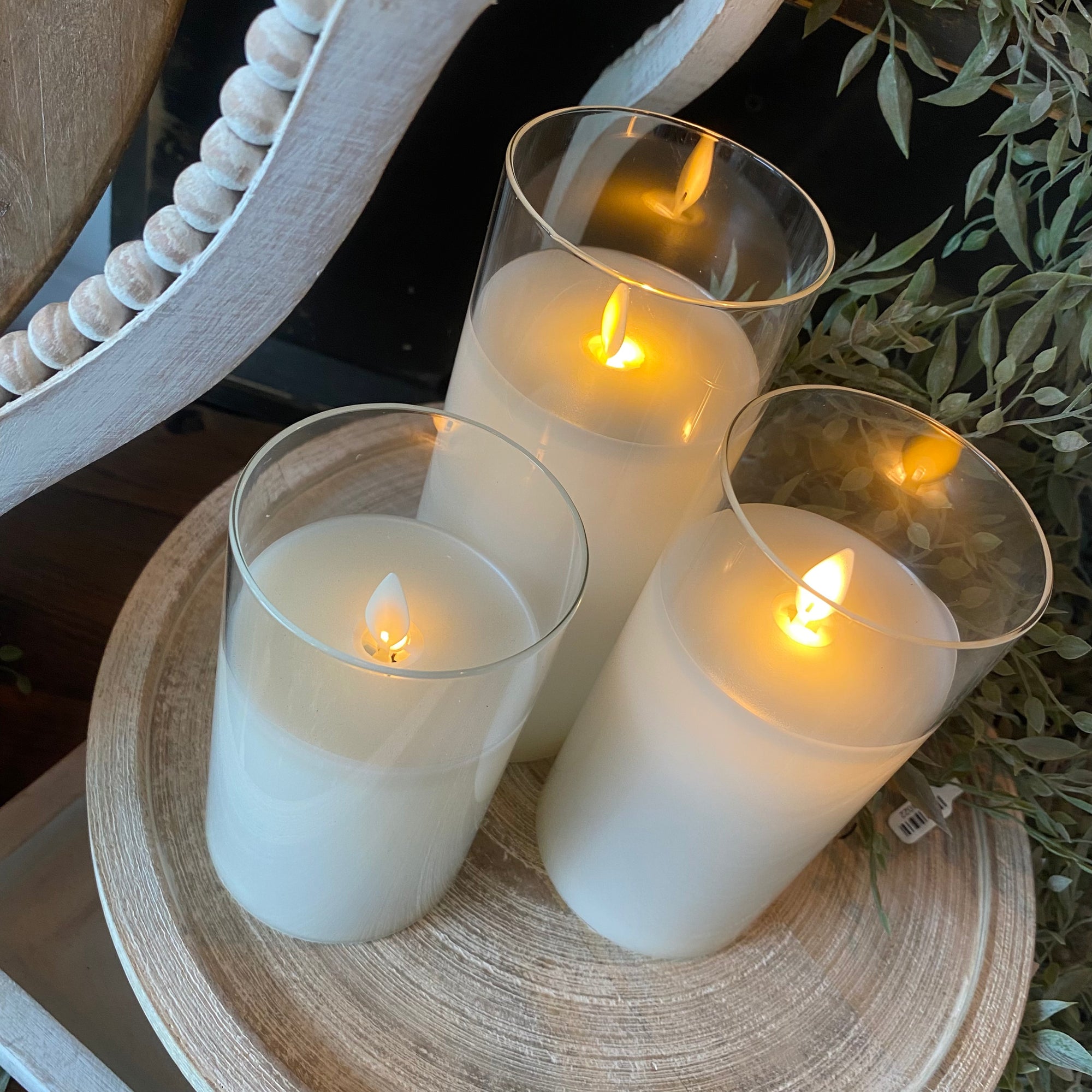 Glass Vase Candle | Farmhouse White | Battery Operated