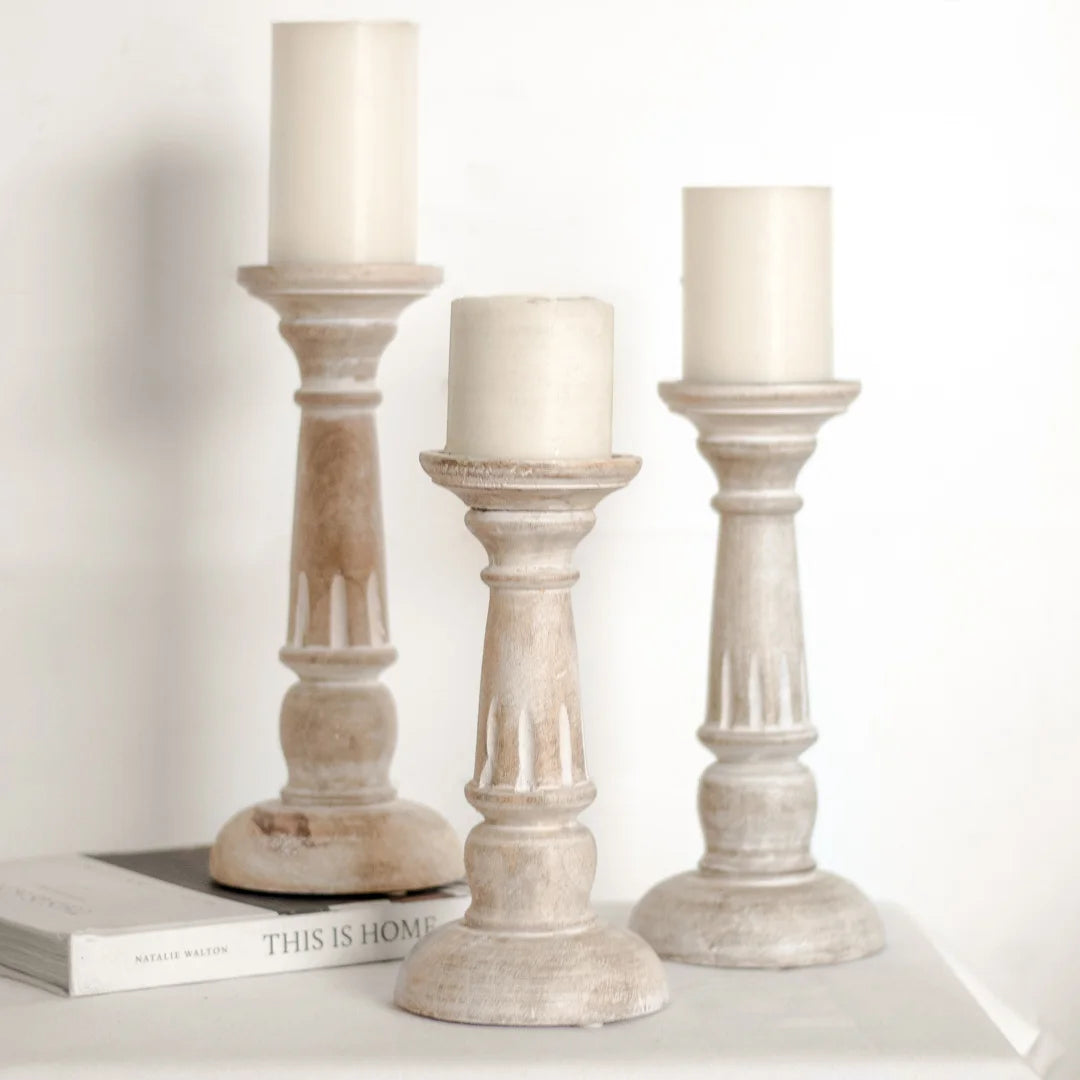 Carved Boho Candle Holder | Wood