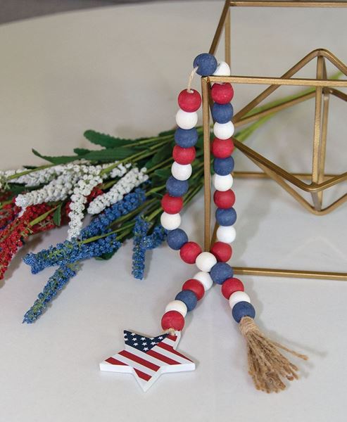 Patriotic Flag Star Beaded Garland