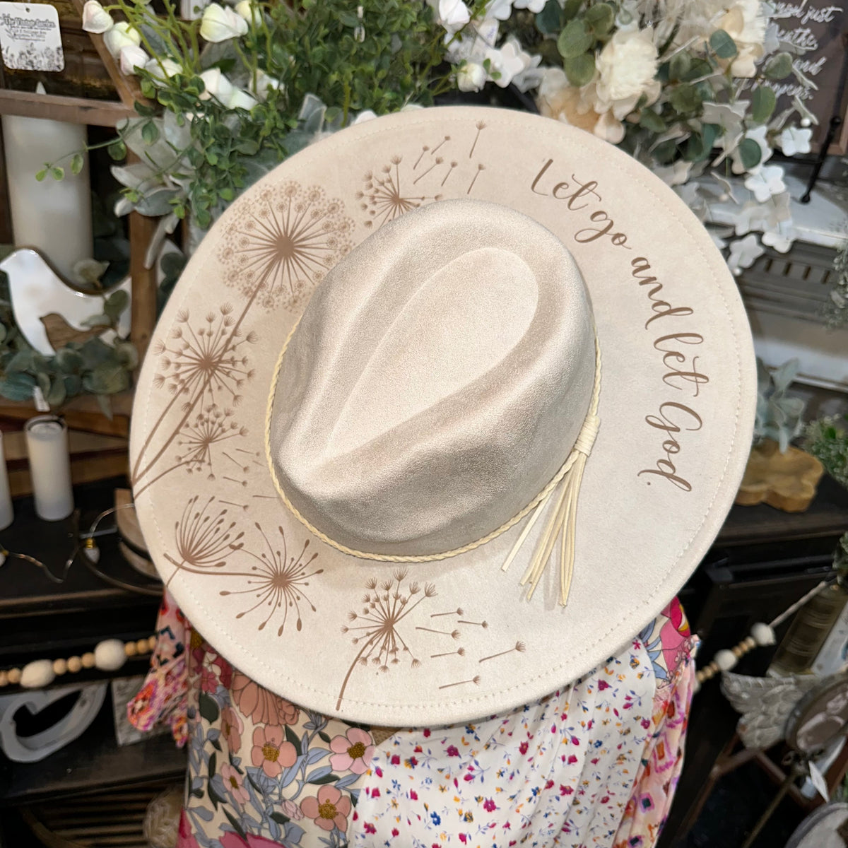 Dandelion Let Go and Let God | Boho Engraved Hat