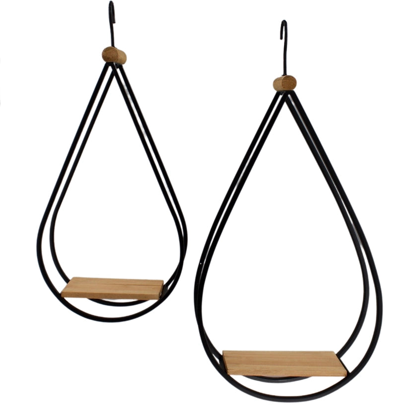 Teardrop Metal &amp; Wood Industrial Wall Hanging