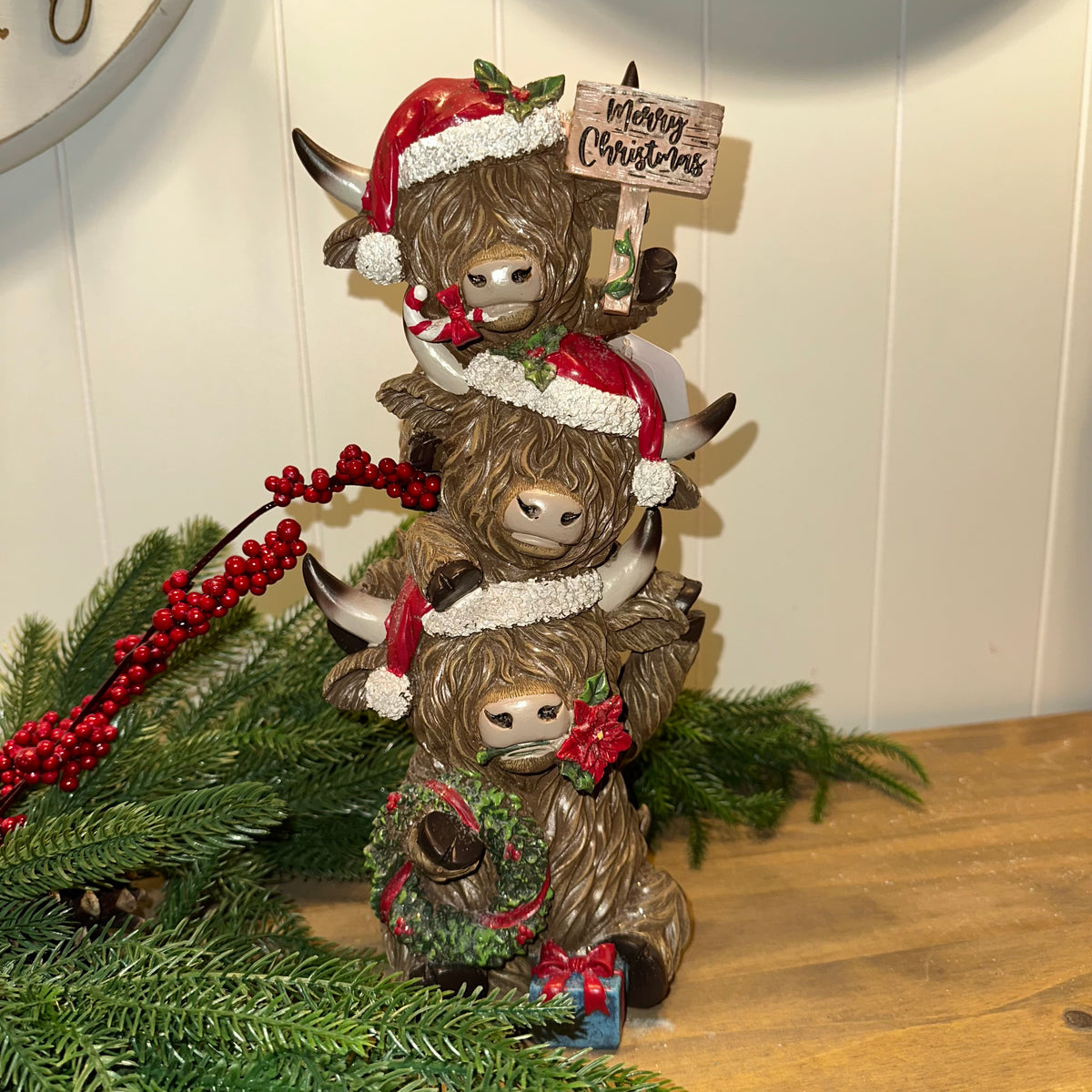 Merry Christmas Highland Cow Stack