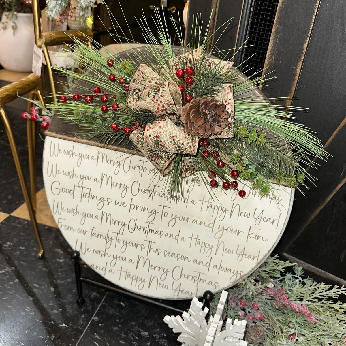 We Wish You A Merry Christmas | Pine &amp; Berries | Custom Sign