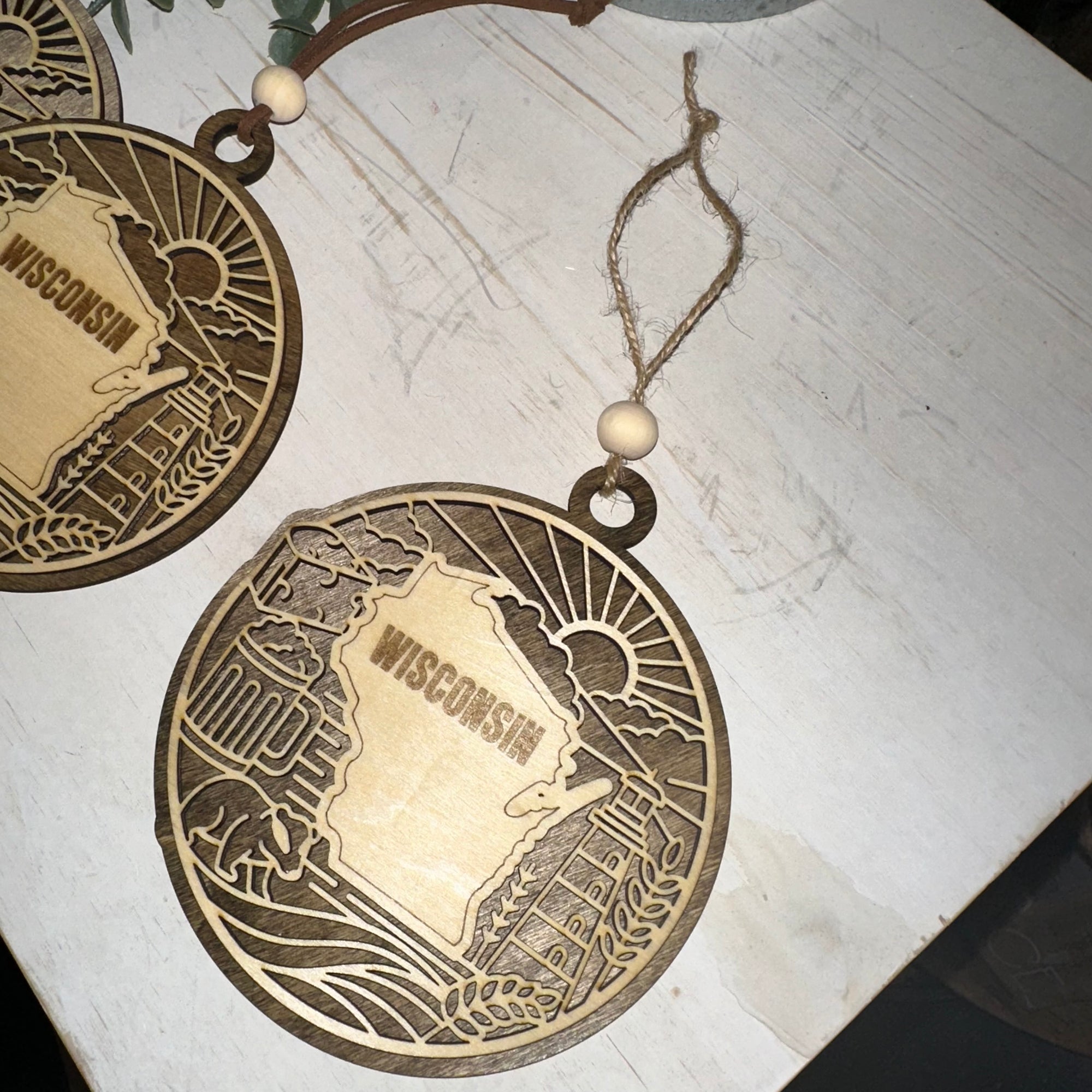Wisconsin Laser Etched Ornament | Wood