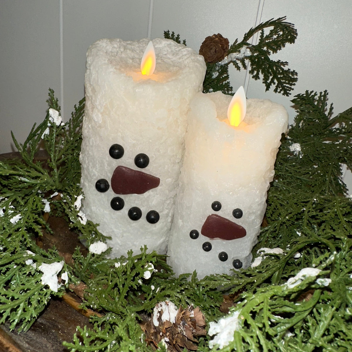 Snowman Candle | Flicker Flame | Battery Operated