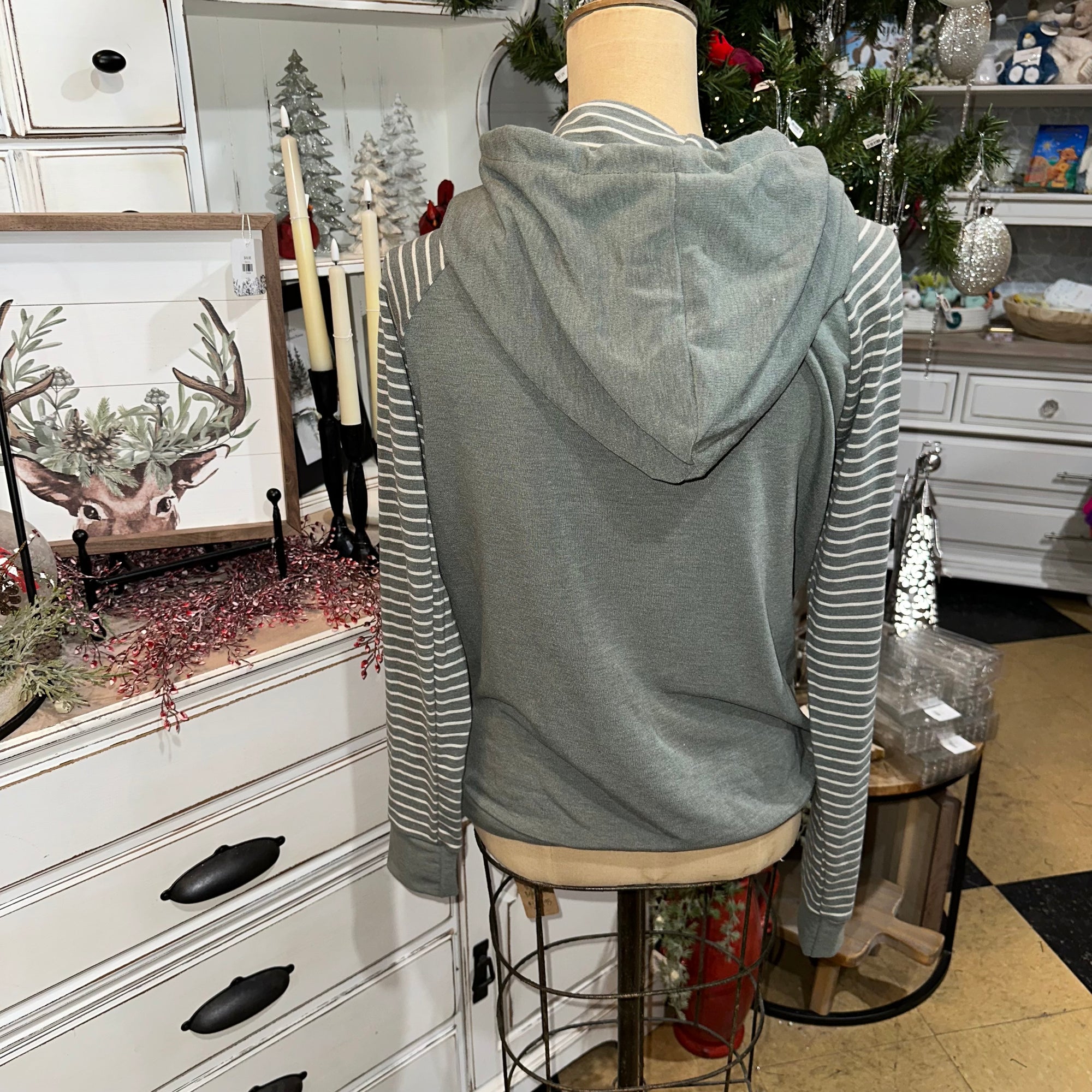 Striped Drawstring Hoodie | Mulberry, Navy, Olive