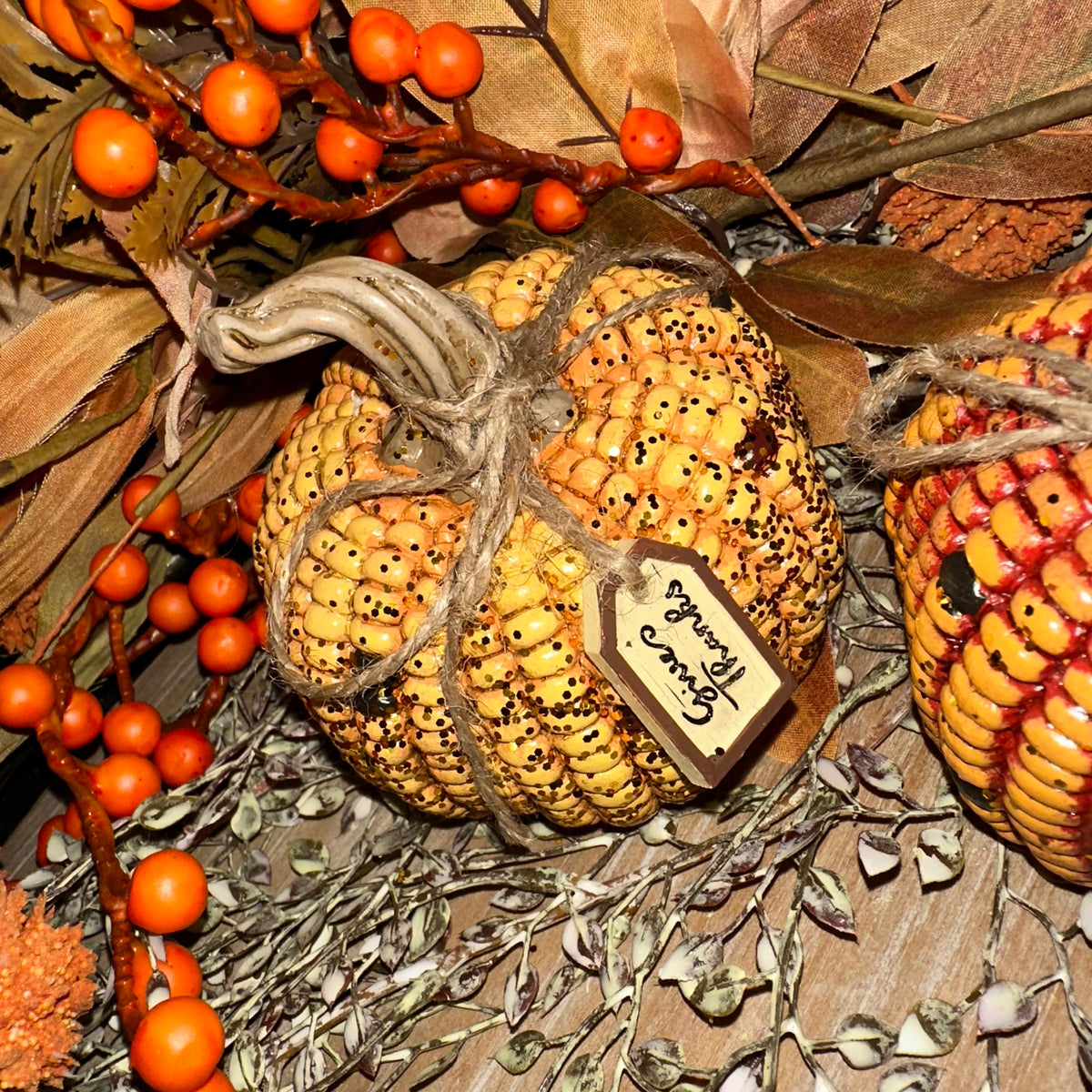 Harvest Sentiment Corn Kernal Pumpkin