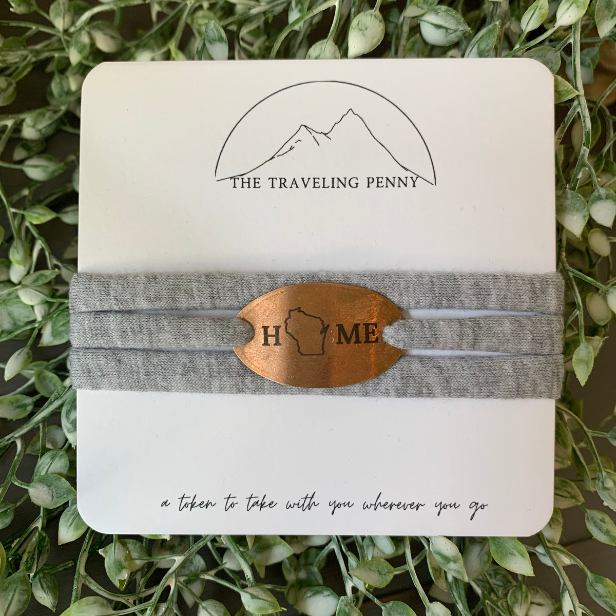 Wisconsin Home | Grey | Penny Wrap Bracelet