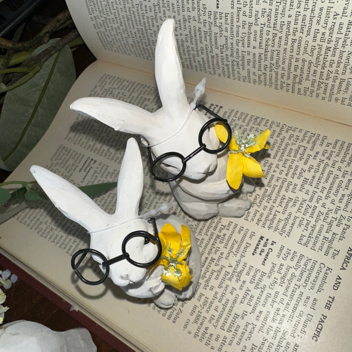 Bunny with Glasses &amp; Flower | 5&quot;