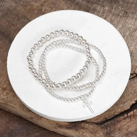 Stacked Cross Bracelet Set | Silver or Gold