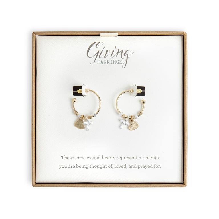Loved Cross &amp; Heart Charm Earrings | Giving Collection