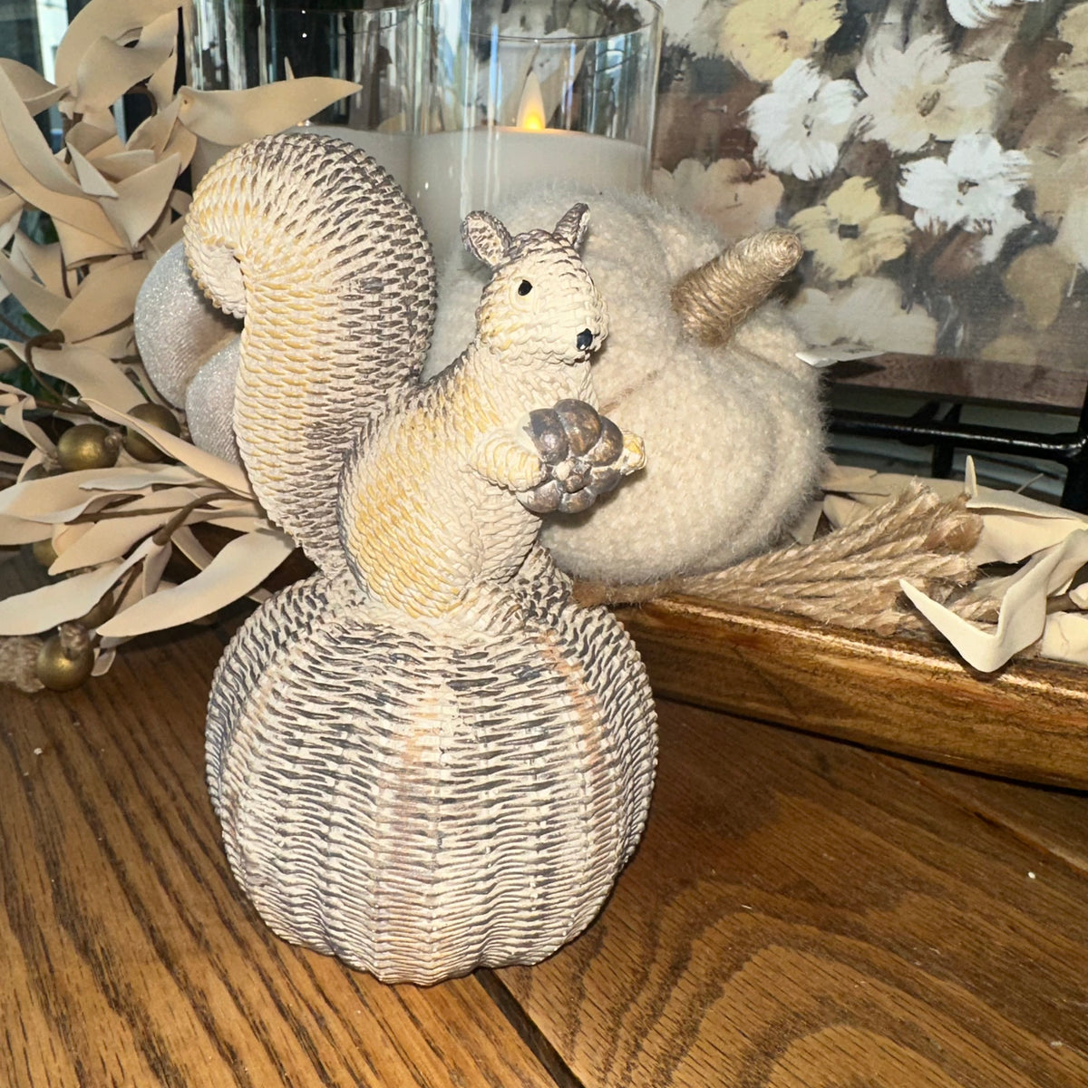 Harvest Woven Squirrel on Pumpkin