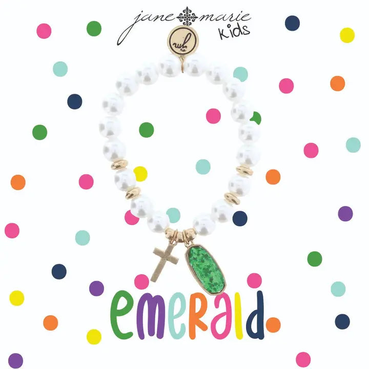 Birthstone, Pearl & Cross | Bracelet | Child's