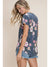 Navy Floral Button Front Top