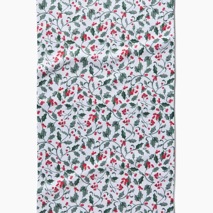 Geometry Kitchen Tea Towel | Christmas Holly