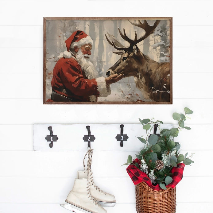 Santa with Reindeer | Wall Art