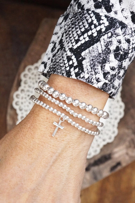 Stacked Cross Bracelet Set | Silver or Gold