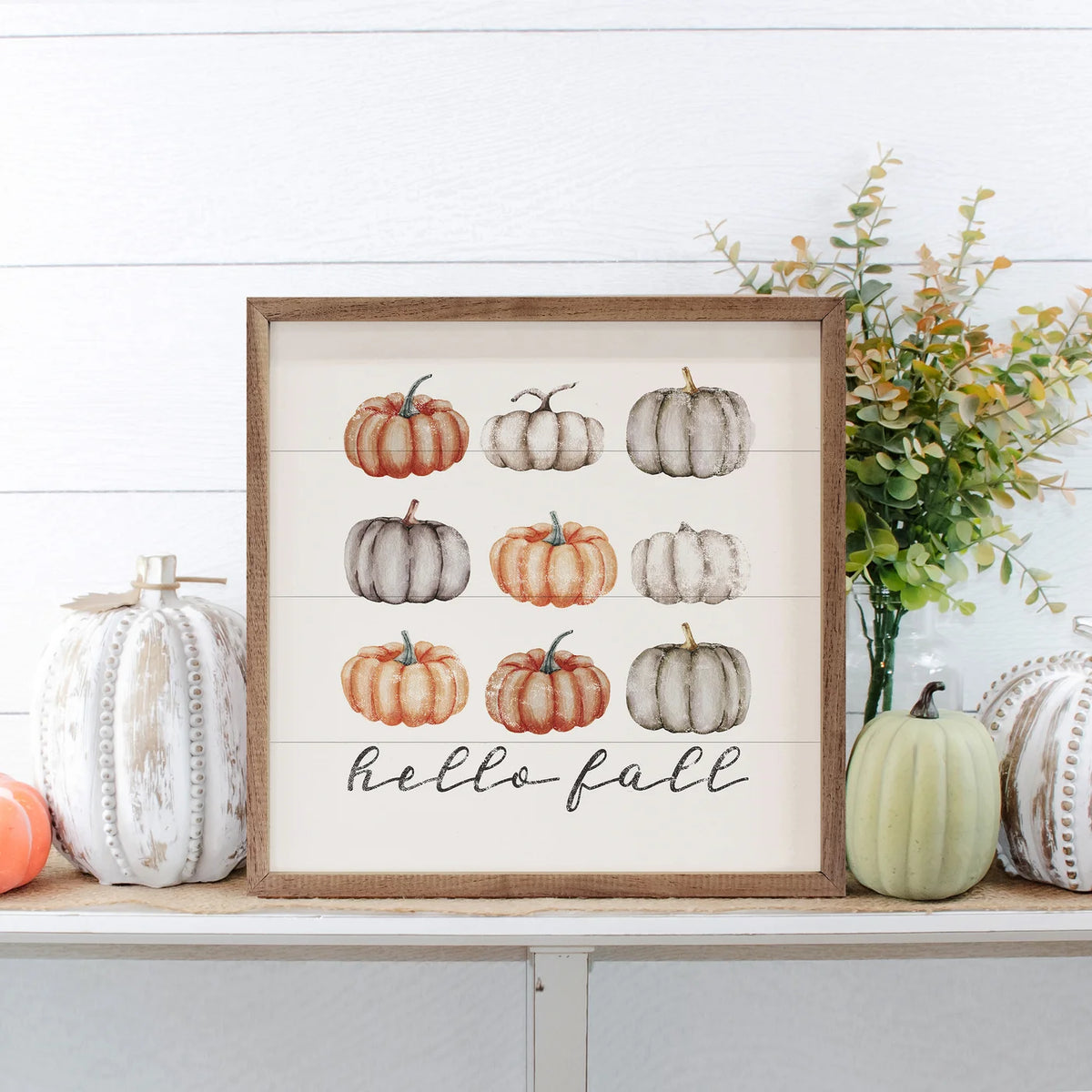 Hello Fall Pumpkins  | Wall Art