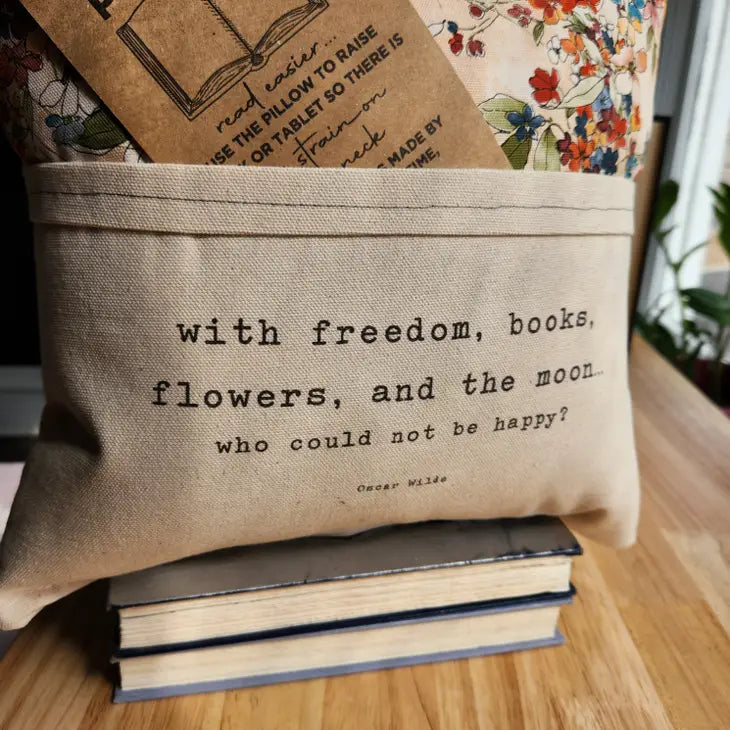 With freedom, books, flowers, and the moon... | Reading Pocket Pillow