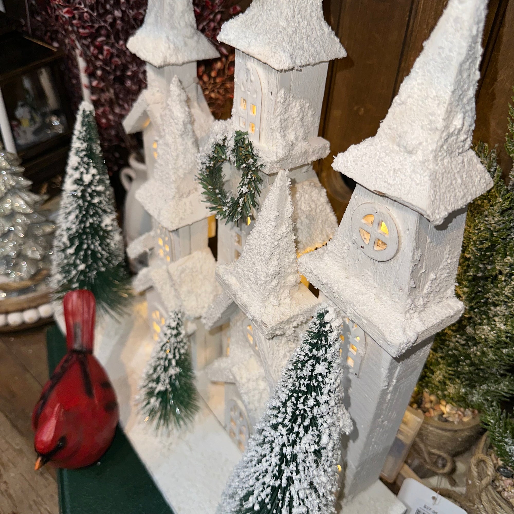 Lighted Wood Winter Village Scene