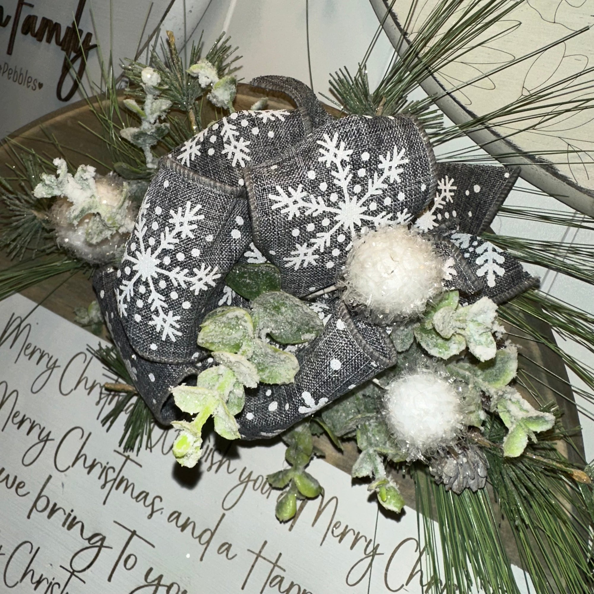 We Wish You A Merry Christmas | Grey Snowflakes | Custom Sign
