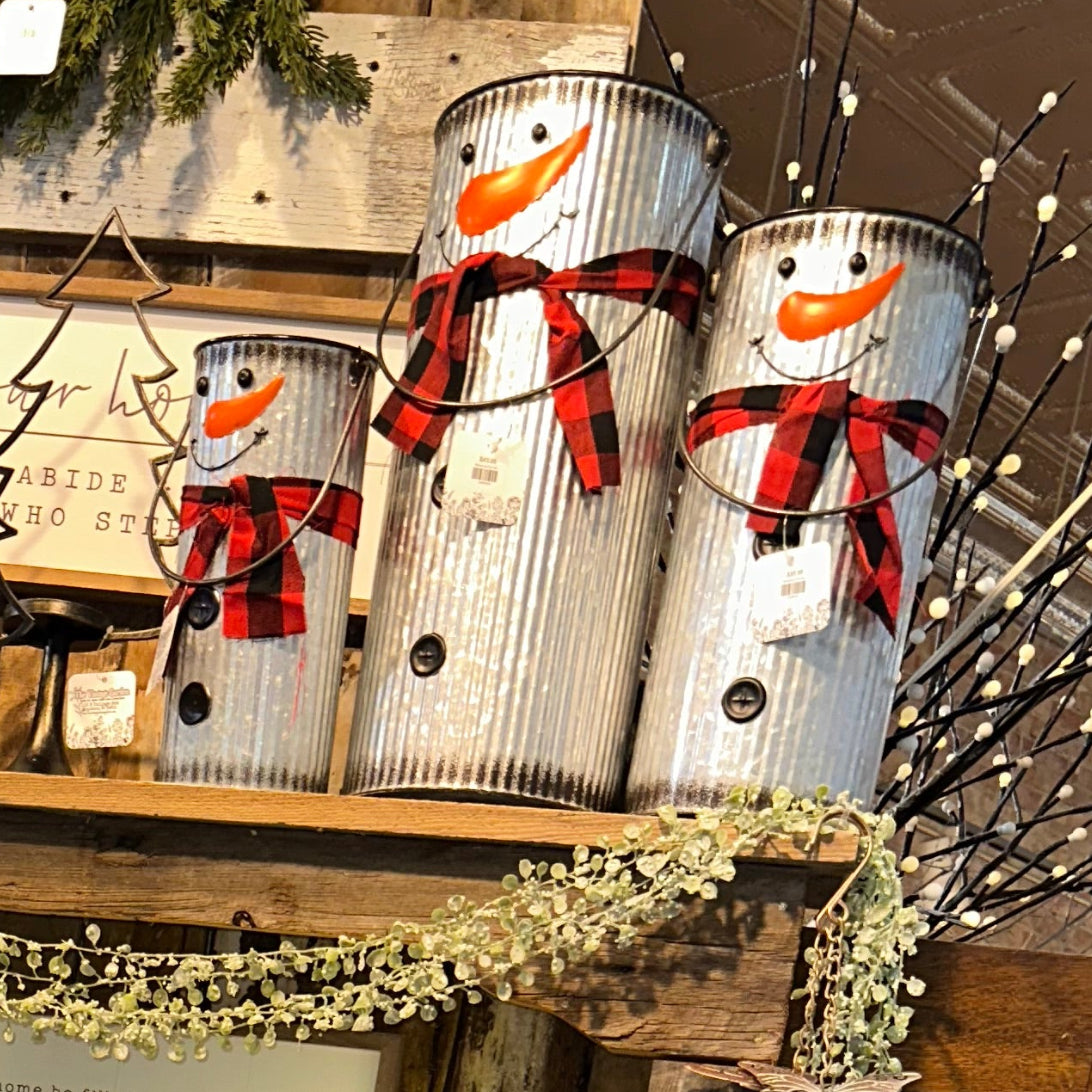 Snowman Pail with Scarf