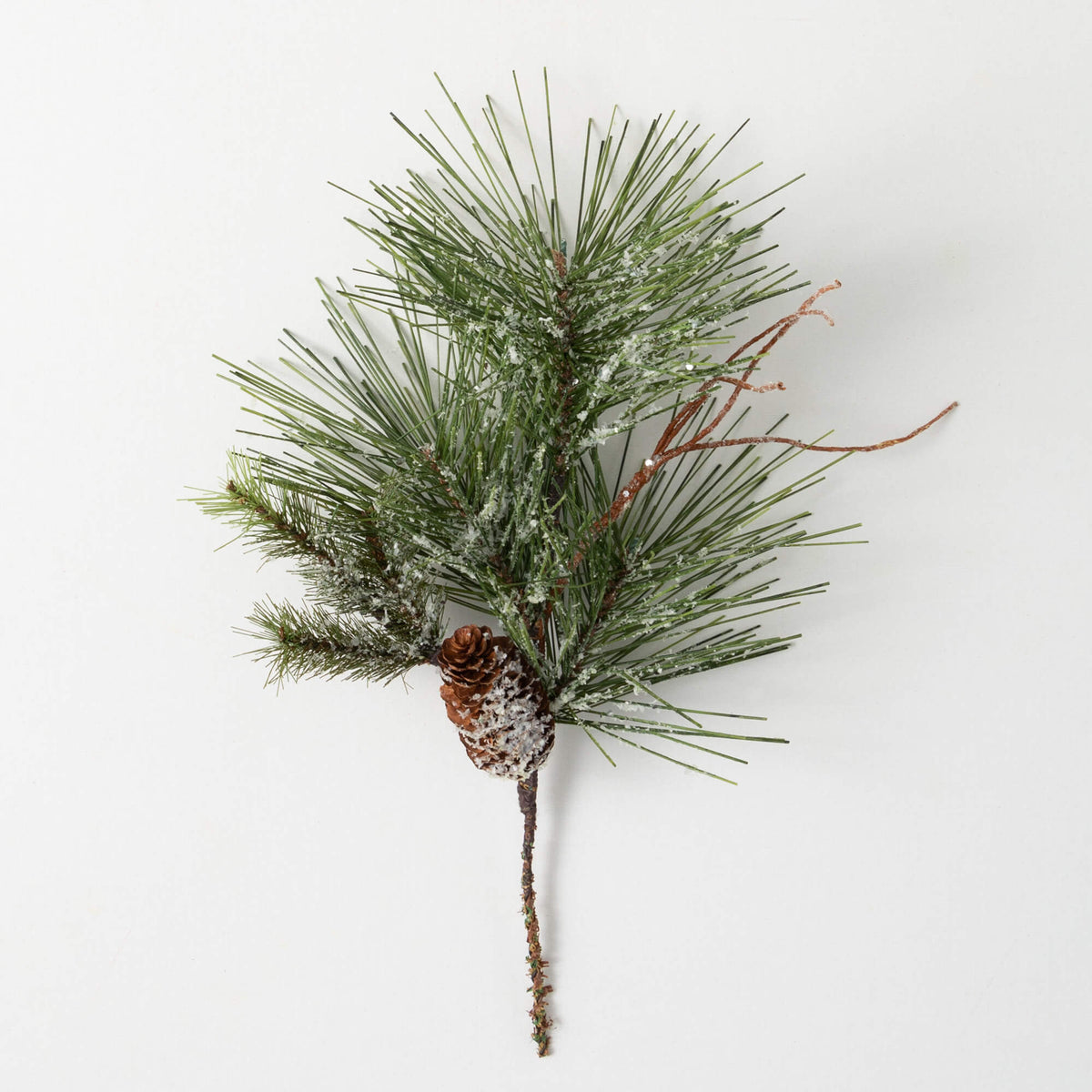 Long Needled Snowy Pine Spray | 14&quot;