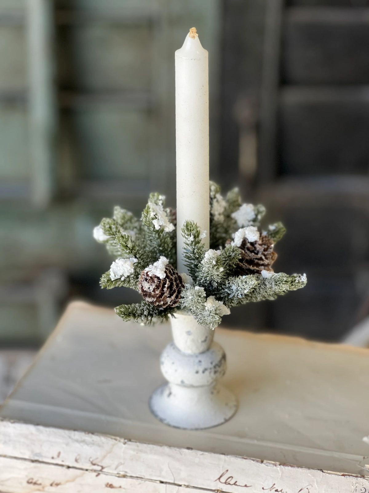 Snowy Mini Cone Candle Ring | 4&quot;