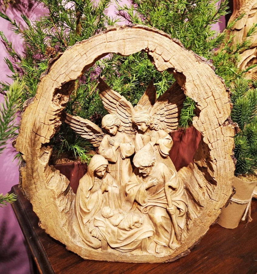 Holy Family Nativity Scene | Log Cutout