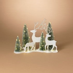 Deer &amp; Tree Tabletop Silhouette Setting | Battery Operated