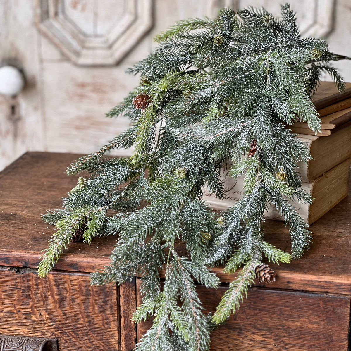 Frosted White Spruce Hanging Bush | 34&quot;