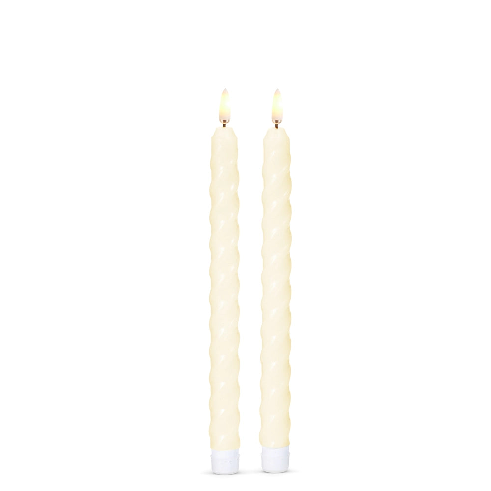 Taper Candle | Ivory Twisted Wax | Battery Operated