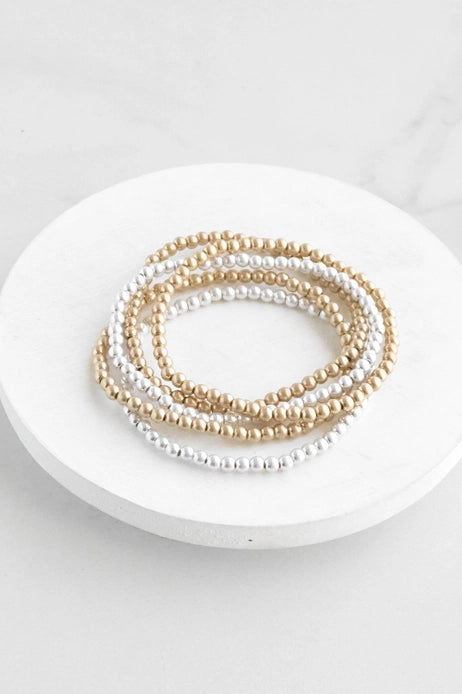 Stacked Beaded Bracelet Set | Silver, Gold or Mixed