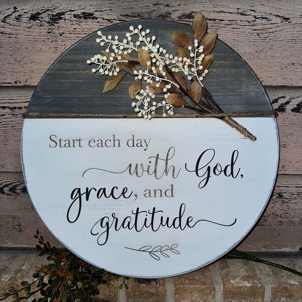God, Grace &amp; Gratitude | 18&quot; Handmade Sign