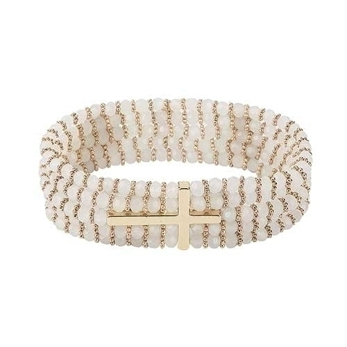 Beaded Cross Bracelet Stack