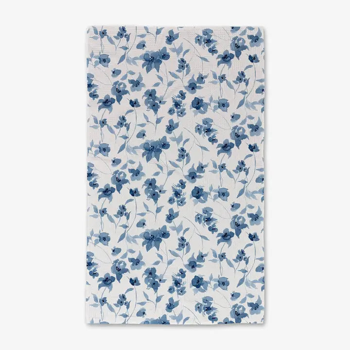 Geometry Kitchen Tea Towel | Blue Floral