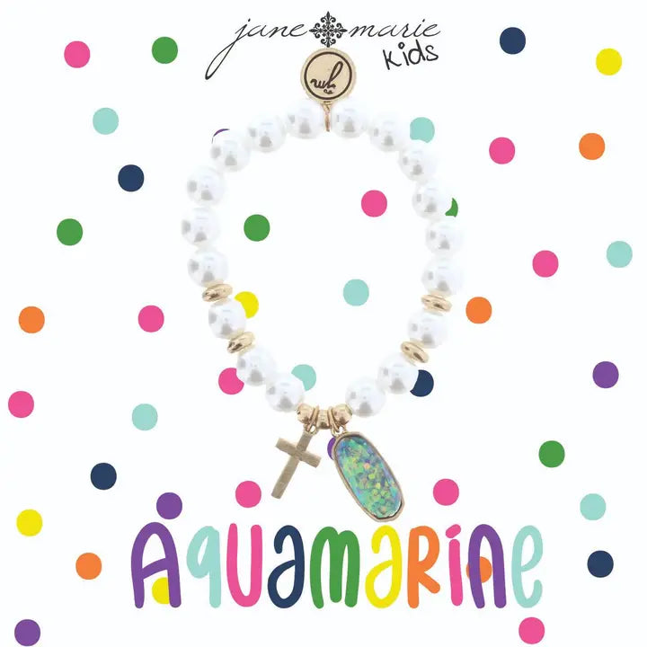 Birthstone, Pearl & Cross | Bracelet | Child's