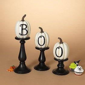 &quot;BOO&quot; Pumpkin Tabletop Pedestals