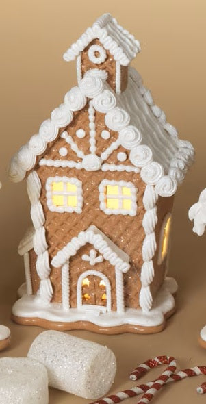 Lighted White Iced Gingerbread House | 7&quot;