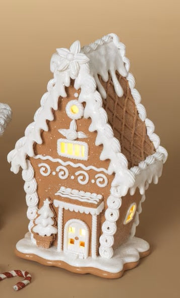 Lighted White Iced Gingerbread House | 7&quot;
