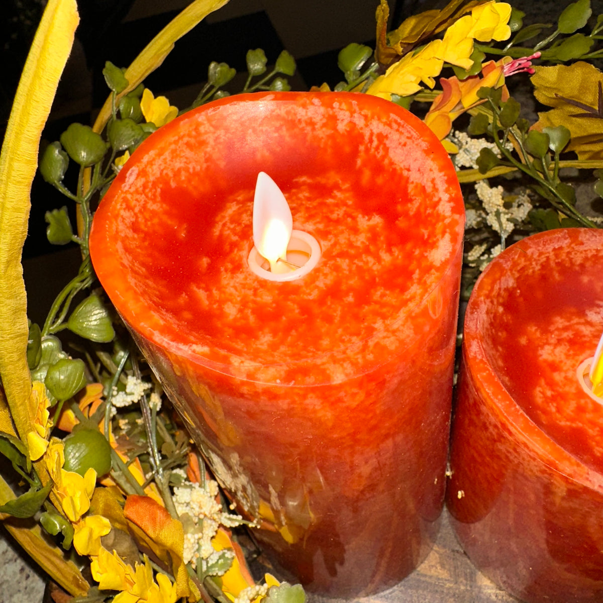 Wax Dipped Candle | Dark Pumpkin | Battery Operated