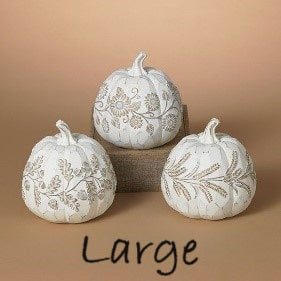 Whitewashed Harvest Vine Pumpkin