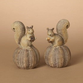 Harvest Woven Squirrel on Pumpkin