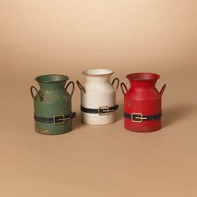 Santa Belt Milk Can | Metal