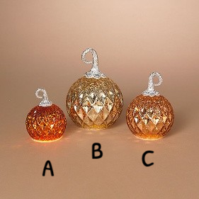 Lighted Pumpkin | Handblown Mercury Glass