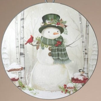 Metal Holiday Snowman Disk | Ornament