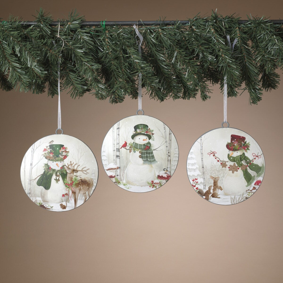 Metal Holiday Snowman Disk | Ornament