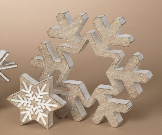Nesting Wood Snowflake Sitter